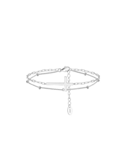 Bratara din argint Cruce III (Silver/Gold)